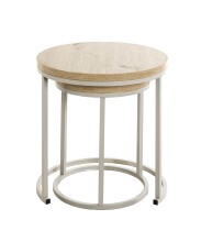 Beistelltisch >47787< (2er Set) in eiche, grau, MDF, Metall - 43x32cm (HxD)