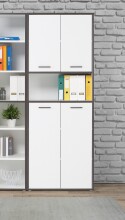 Mehrzweckschrank >KEFLAVIK< in Weiss / Uni Wolfram...