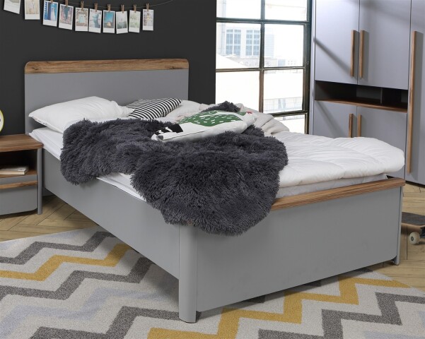 Einzelbett >SURFINIO< in Grau  - 125,3x92,2x209,9cm (BxHxT)