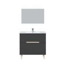 Waschbeckenunterschrank >LOTTO< in Anthrazit-Grau / Eiche - 80x80x45 (BxHxT)