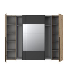 Kleiderschrank >RAYONG< in Artisan Eiche  / Schwarz  - 270,3x210x61,2cm (BxHxT)