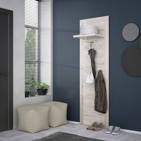 Garderobenpaneel >PORTLAND< in Sandeiche - 61,6x198,3x34,1cm (BxHxT)