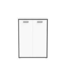 Kommode >KEFLAVIK< in Weiss / Uni Wolfram Grau  - 84,5x115,1x41,5cm (BxHxT)