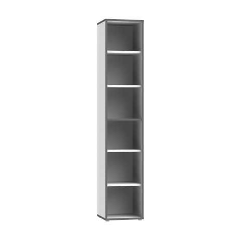 Standregal >KEFLAVIK< in Weiss / Uni Wolfram Grau  - 44,8x226,5x41,5cm (BxHxT)