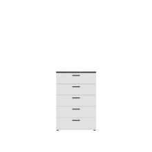 Schubkastenkommode >SALTWATER< in Weiss / VENICE Marmor / Weiss Glanz