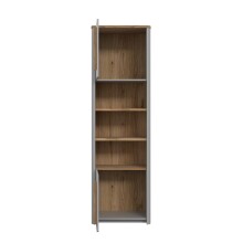 Standregal >SURFINIO< in Grau / Catania Eiche  - 58,6x194,3x41,3cm (BxHxT)