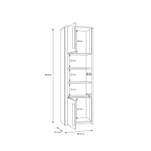 Standregal >SURFINIO< in Grau / Catania Eiche  - 58,6x194,3x41,3cm (BxHxT)