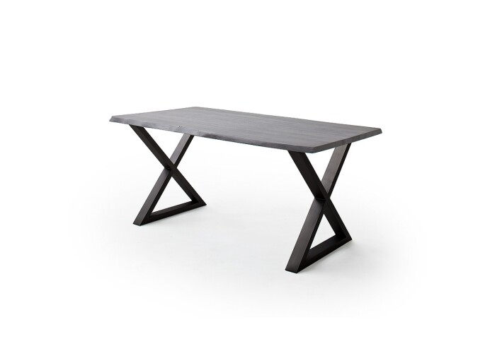 Baumkantentisch >Calabria< in Akazie grau  / anthrazit - 180x77,5x100 (BxHxT)