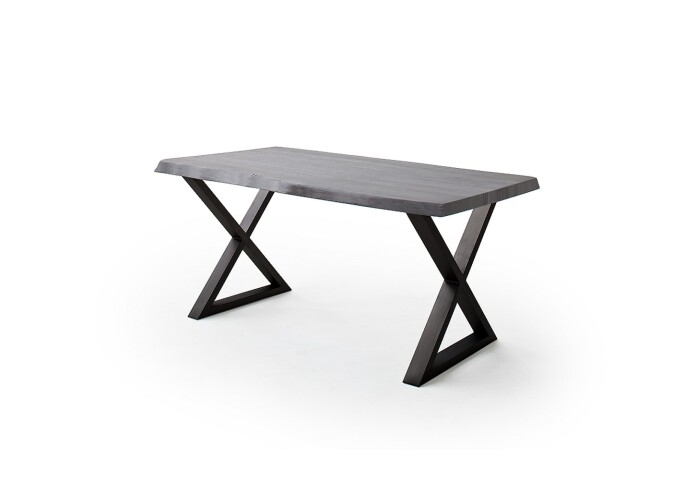 Baumkantentisch >Calabria< in Akazie grau  / anthrazit - 220x79,5x100 (BxHxT)