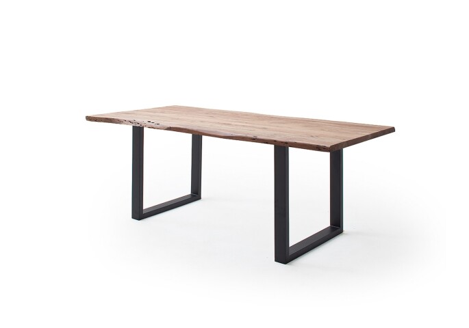 Baumkantentisch >Calabria< in Akazie natur / anthrazit - 180x77,5x100 (BxHxT)