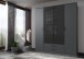 Drehtürenschrank >Soest< in GRAPHIT + GLAS SCHWARZ - 180x199x58cm (BxHxT)