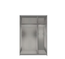 Schwebetürenschrank >Rügen< in WEISS + LAMELLEN ARTISAN DEKOR - 135x198x6cm B/H/T