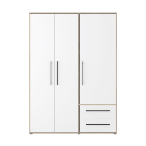Drehtürenschrank >MOKKARIS< in Sonoma Eiche/Weiß - 144,4x200,1x58,8cm (BxHxT)