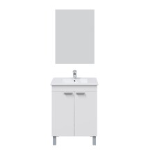Badezimmer-Set >LC1-60< in weiß glänzend / Spiegel - 60x80x45 (BxHxT)
