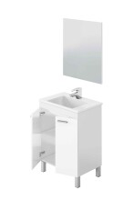 Badezimmer-Set >LC1-60< in weiß glänzend / Spiegel - 60x80x45 (BxHxT)