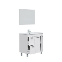 Badezimmer-Set >AKTIVA< in weiß glänzend / Spiegel - 80x80x45 (BxHxT)