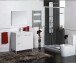 Badezimmer-Set >AKTIVA< in weiß glänzend / Spiegel - 80x80x45 (BxHxT)