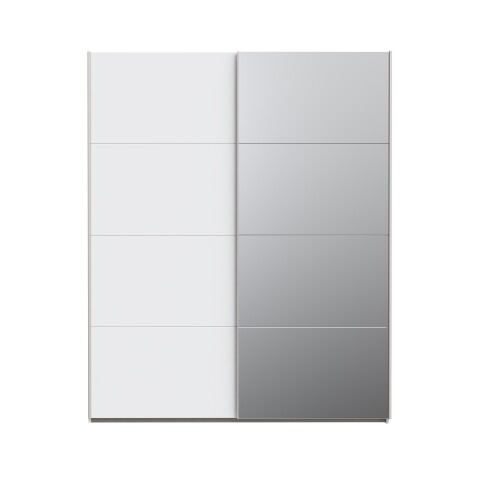 Schiebetürenschrank >SCHACH&MATT 2< in weiss / Spiegel - 170,3x210,5x61,2cm (BxHxT)