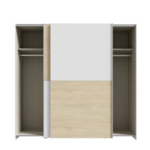 Schiebetürenschrank >Schach&matt< in Weiss /Puccini Eiche  - 200,1x190,5x61,2 (BxHxT)