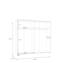 Schiebetürenschrank >Schach&matt< in Weiss /Puccini Eiche  - 200,1x190,5x61,2 (BxHxT)
