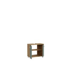 Waschbeckenunterschrank >Veris < in Artisan Eiche/Salbei  - 68,6x62x34,8cm (BxHxT)