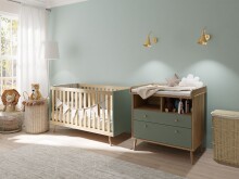 Babybett >Whenua < in Salbei/ Mauvella Eiche   - 76,5x86x144,4cm (BxHxT)