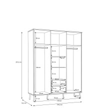 Drehtürenschrank >WHENUA< in Mauvella Eiche/ Salbei - 154,2x201,5x52,2cm (BxHxT)
