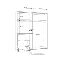 Schiebetürenschrank >WINN 2< in Weiss / Spiegel - 170,3x200,5x61,2cm (BxHxT)