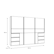 Schiebetürenschrank >WINN 2< in Weiss / Spiegel - 269,7x200,5x61cm (BxHxT)