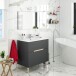 Badezimmer-Set >LOTTO< mit Spiegel und Waschbecken in anthrazit - 80x80x45 (BxHxT)