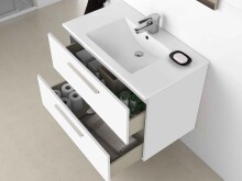 Badezimmer-Set >ARUBA< in weiß glänzend/Weiß lackiert - 80x57x45 (BxHxT)