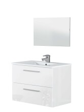 Badezimmer-Set >ARUBA< in weiß glänzend/Weiß lackiert - 80x57x45 (BxHxT)
