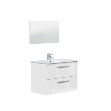 Badezimmer-Set >ARUBA< in weiß glänzend/Weiß lackiert - 80x57x45 (BxHxT)