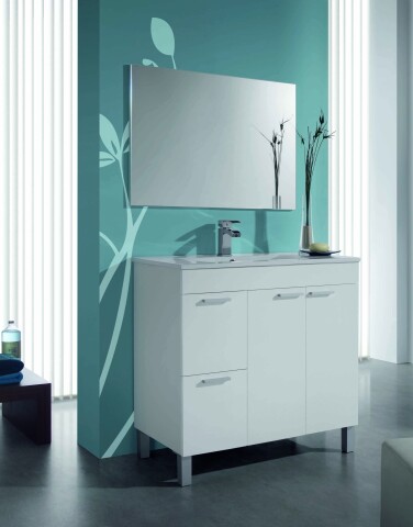 Badezimmer-Set >AKTIVA< in weiß glänzend - 80x80x45 (BxHxT)