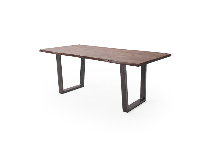 Baumkantentisch >Calabria< in Akazie walnuss / antik - 200x77,5x100 (BxHxT)