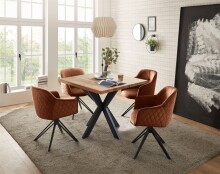 Armlehnstuhl >Emma/Edith< (2er Set) in rost, Samtbezug - 59x82x62cm (BxHxT)