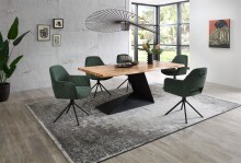 Armlehnstuhl >Adrina< (2er Set) in dunkelgrün, Cordbezug - 63x89x62cm (BxHxT)