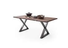 Baumkantentisch >Calabria< in Akazie walnuss / antik - 200x77,5x100 (BxHxT)