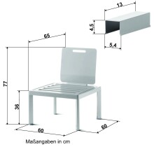Gartenstuhl >Lugo< in weiss, Aluminium - 60x77x60cm...