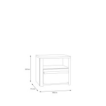 Nachtkommode >SURFINIO< in Grau / Catania Eiche  - 48,6x44,1x41,3cm (BxHxT)