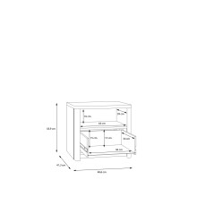 Nachtkommode >SURFINIO< in Grau / Catania Eiche  - 48,6x44,1x41,3cm (BxHxT)