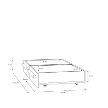 Bettschubkasten >SURFINIO< in Grau  - 50,9x15,9x53cm (BxHxT)