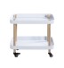 Servierwagen >54318< in natur, weiß, Massivholz, Metall - 50x47x30cm (BxHxT)