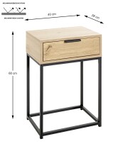 Nachtkonsole >52483< in eiche, schwarz - 40x60x28cm...