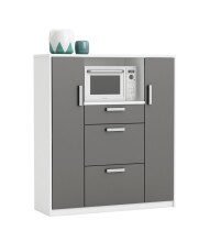 Mikrowellenumbauschrank >FLAVOR< in dunkelgrau - 116,2x132,2x40cm (BxHxT)