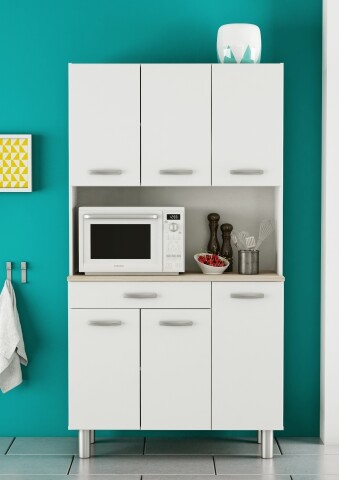 Küchenbuffet >PASTA< in Matt weiß - 101x185,3x42,3cm (BxHxT)