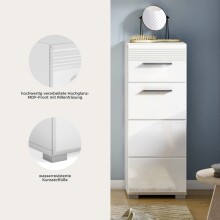 Hochschrank >Linus< in Weiß Hochglanz - 30x80x31cm (BxHxT)