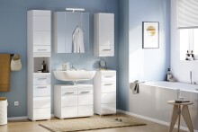 Waschbeckenunterschrank >Linus< in Weiß Hochglanz - 60x56x34cm (BxHxT)