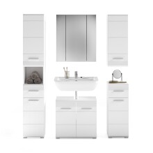 Badezimmer-Set >Linus< in Weiß Hochglanz -...