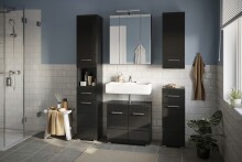 Hochschrank >Linus< in Schwarz Hochglanz - 30x182x31cm (BxHxT)